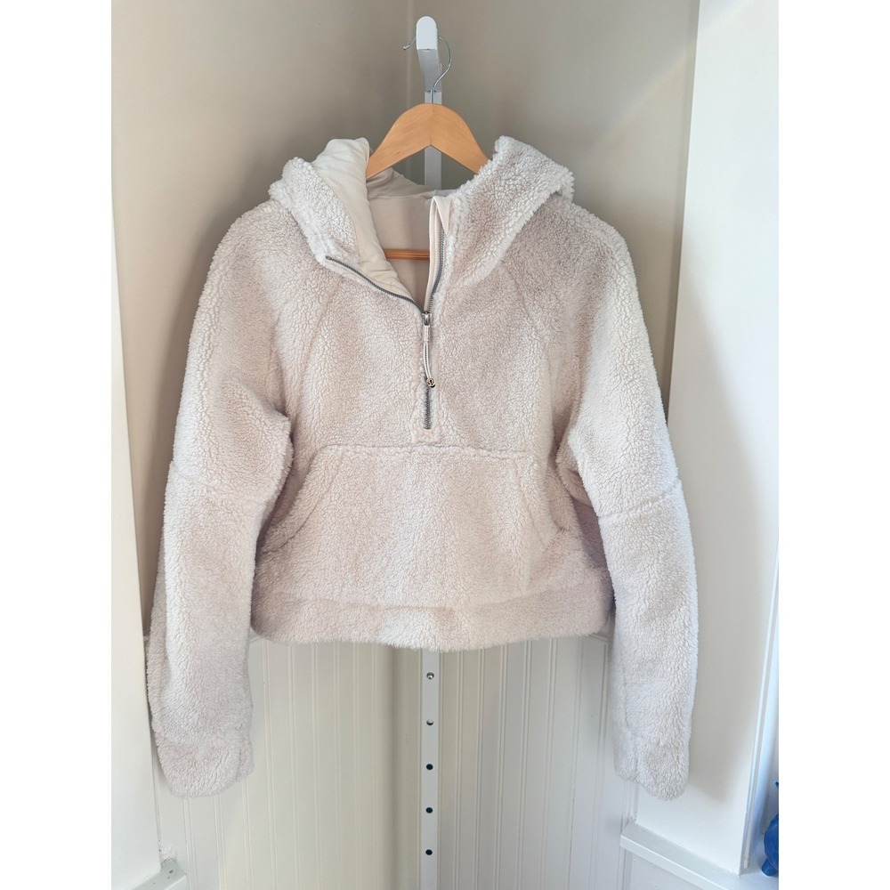 Lululemon Scuba Oversized Half-Zip Fleece Hoodie White Opal M/L - Picture 2 of 12